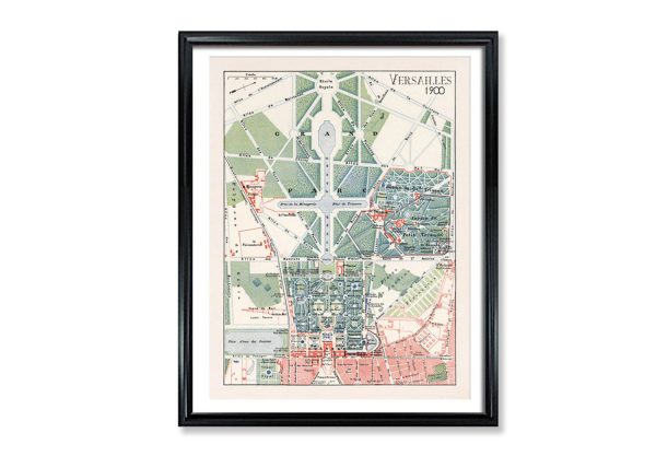 Versailles Map Vintage French Garden Poster Print on Matte Paper Decorative Antique Wall Decor City Map of France Supply