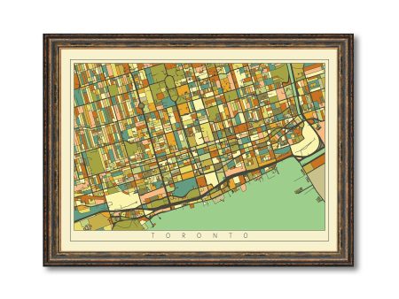 Toronto City Mosaic Art Map Print Vintage Colored Map Modern Home Wall Decor For Sale