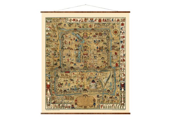 Beijing Peking Map Vintage Map on Ready to Hang Roll Down Canvas Decorative Antique Wall Decor Map Scroll of Asia Online