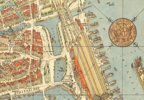 Map of Amsterdam Vintage European City Map on Ready to Hang Roll Down Canvas Decorative Antique Wall Decor Map Scroll of The Netherlands Online Sale