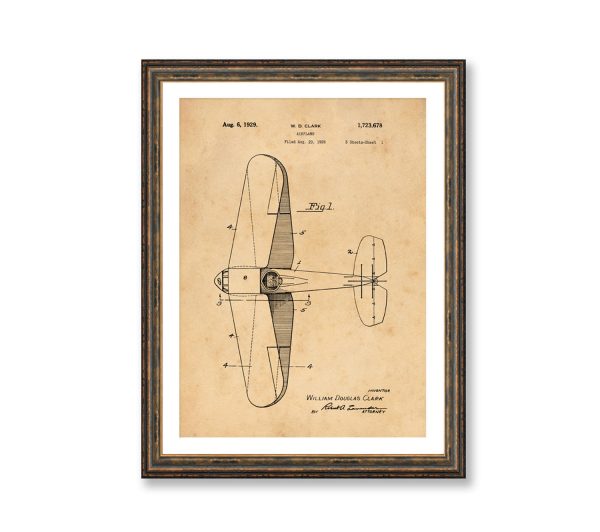 Airplane Patent Vintage Illustrations  Industrial Decorative Print BUY 3 Get 4th PRINT FREE Online now