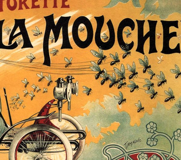 Voiturette La Mouche Vintage Poster Canvas Art Ready to Hang Wall Decor Roll Down Canvas Scroll For Sale