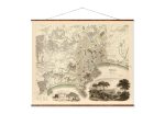 Map of Naples Vintage European City Map on Ready to Hang Roll Down Canvas Decorative Antique Map Scroll of Italy Online Sale