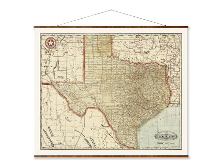 Antique Map of Texas Vintage Roll Down Map on Ready to Hang Canvas Decorative Wall Scroll Map Online Sale