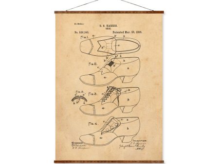 Vintage Shoe Patent Vintage Illustrations Ready to Hang Roll Down Industrial Decorative Fashion Canvas Scroll Online