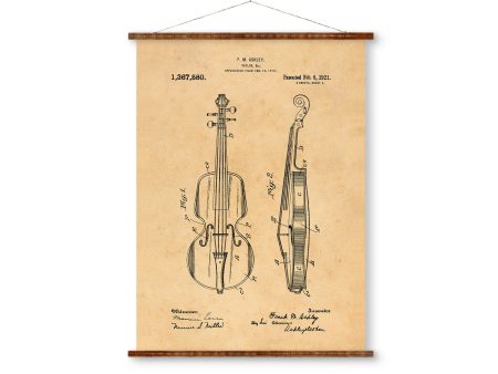 Violin Patent Vintage Illustrations Ready to Hang Roll Down Industrial Decorative Canvas Scroll Musician gift on Sale