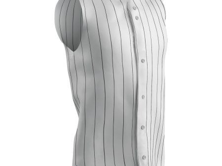 Sleeveless Warp Knit Pinstripe 6 Button Jersey, Mens, Boys Online Sale