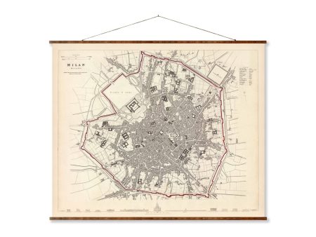 Map of Milan Vintage European City Map on Ready to Hang Roll Down Canvas Decorative Antique Map Scroll of Italy Discount