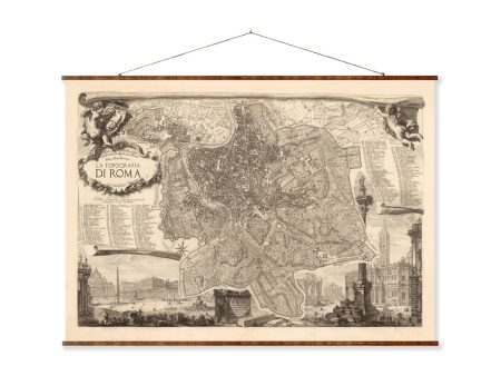 Map of Rome Vintage European City Map on Ready to Hang Roll Down Canvas Decorative Antique Wall Decor Map Scroll of Italy Online now