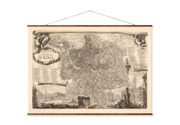 Map of Rome Vintage European City Map on Ready to Hang Roll Down Canvas Decorative Antique Wall Decor Map Scroll of Italy Online now