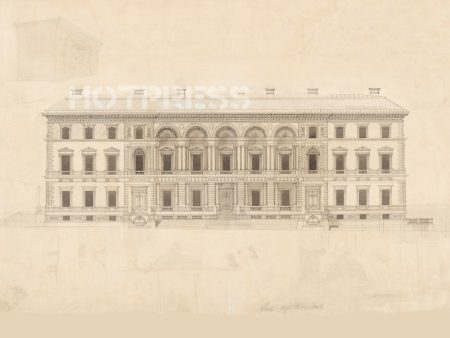 1859c Architectural Drawing of Treasury Building Supply