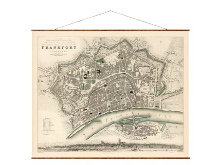 Frankfurt Map Vintage European City Map on Ready to Hang Roll Down Canvas Decorative Antique Map Scroll of Germany For Cheap