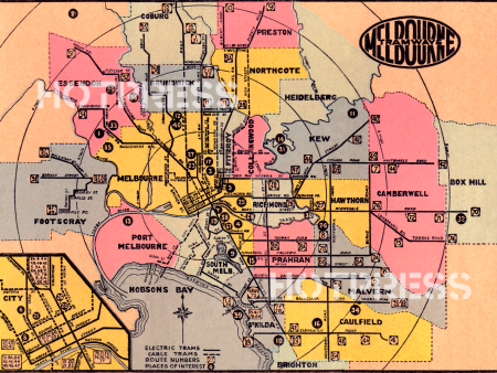 1934 Map of Melbourne s Tramways For Discount