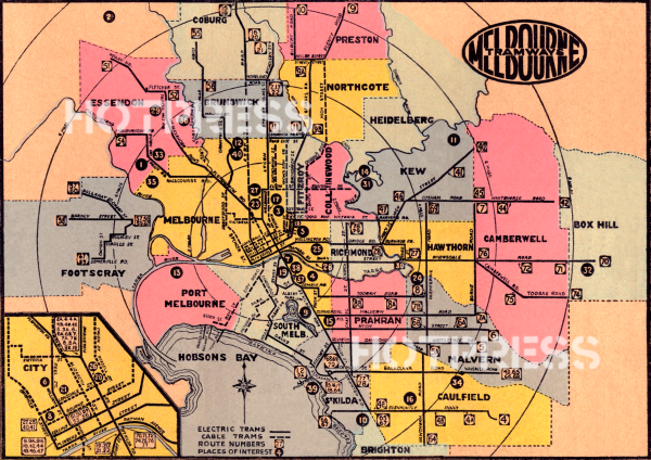 1934 Map of Melbourne s Tramways For Discount