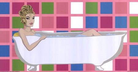 Girl In Bathtub With Squares Online now