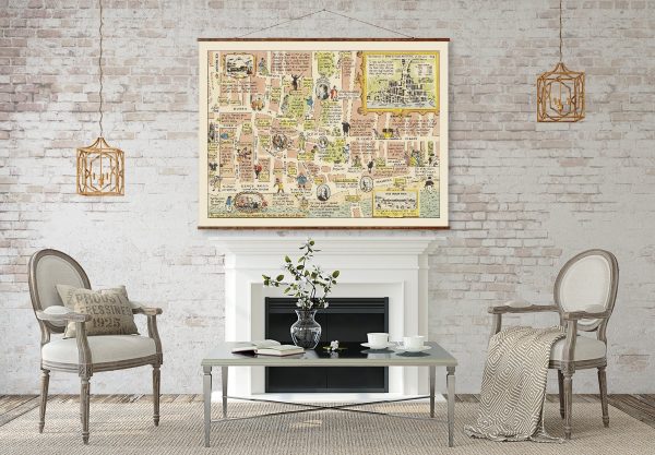 Map of Brighton Vintage Canvas Decorative Scroll Map of England Hot on Sale