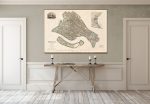 Map of Venice Vintage European City Map on Ready to Hang Roll Down Canvas Decorative Antique Map Scroll of Italy Supply