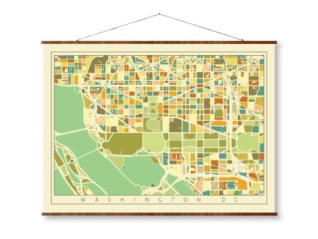 Washington DC Mosaic City Art Map Vintage Colored Ready to Hang Canvas Decorative Wall Decor Map Scroll For Discount