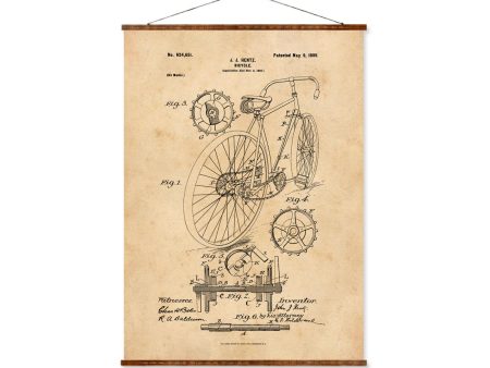 Bicycle Patent Vintage Illustrations Ready to Hang Roll Down Industrial Decorative Canvas Scroll Kids Art Online