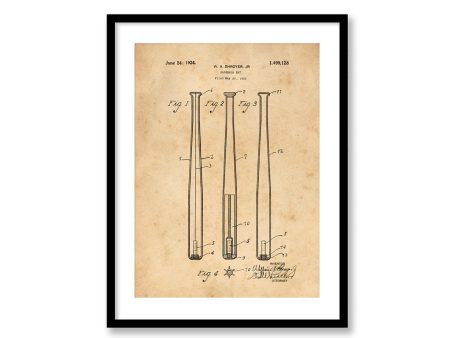 Baseball Bat Patent Vintage Illustrations  Industrial Decorative Print Sports Decor BUY 3 Get 4th PRINT FREE For Cheap