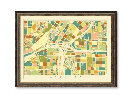 Atlanta City Mosaic Art Map Print Vintage Colored Map Modern Home Wall Decor on Sale