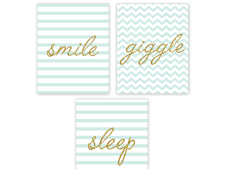 Smile, Giggle, Sleep - Set of 3 Prints Discount