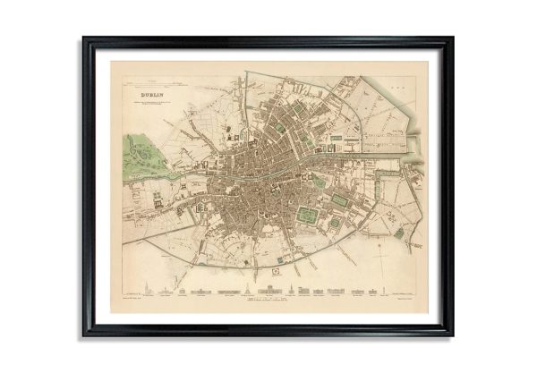 Dublin Map Vintage European City Poster Print on Matte Paper Decorative Antique Wall Decor City Map of Ireland Online Hot Sale