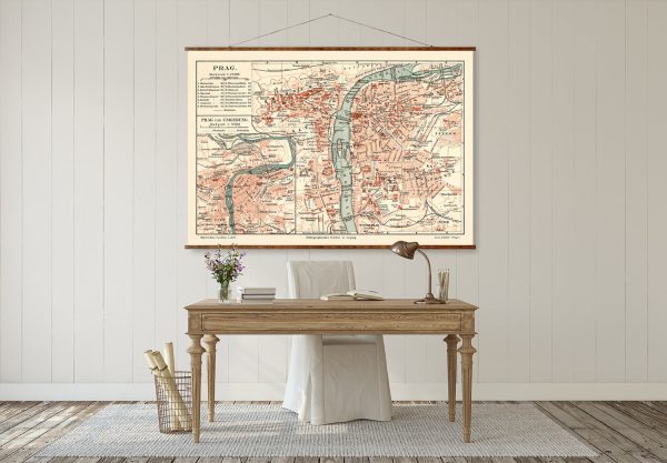 Map of Prague Roll Down Vintage Canvas Decorative Scroll Wall Decor Map of Czech Republic Cheap