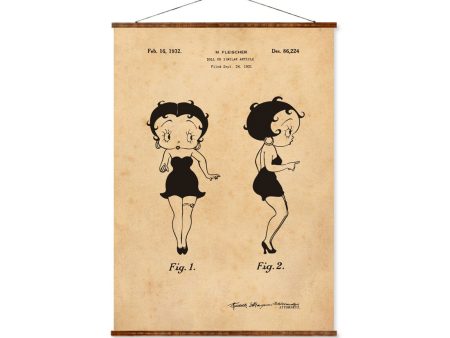 Betty Boop Patent Vintage Illustrations Ready to Hang Roll Down Industrial Decorative Canvas Scroll Hot on Sale