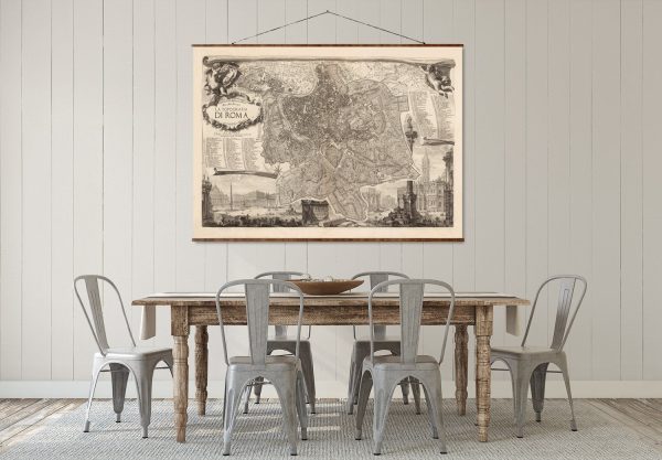 Map of Rome Vintage European City Map on Ready to Hang Roll Down Canvas Decorative Antique Wall Decor Map Scroll of Italy Online now