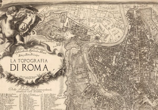 Map of Rome Vintage European City Map on Ready to Hang Roll Down Canvas Decorative Antique Wall Decor Map Scroll of Italy Online now