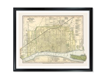 Detroit City Map Vintage Poster Print on Matte Paper Decorative Antique Wall City Street Map of Michigan Discount