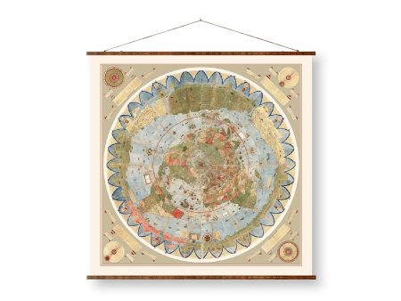 Vintage Earth Map 14th Century Map on Ready to Hang Roll Down Canvas Decorative Antique Wall Decor Map Scroll Online Sale