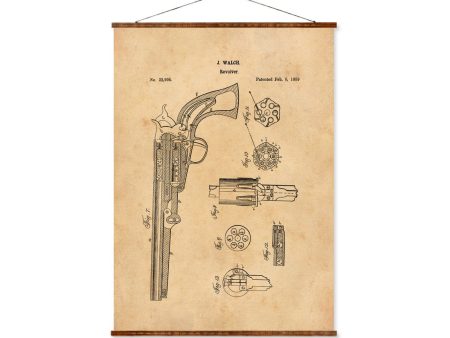 Revolver Gun Patent Vintage Illustrations Ready to Hang Roll Down Industrial Decorative Canvas Scroll Supply