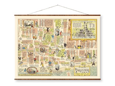 Map of Brighton Vintage Canvas Decorative Scroll Map of England Hot on Sale