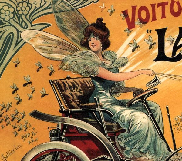 Voiturette La Mouche Vintage Poster Canvas Art Ready to Hang Wall Decor Roll Down Canvas Scroll For Sale