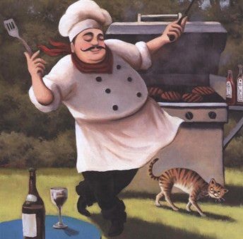 Barbecue Chef with Cat Supply