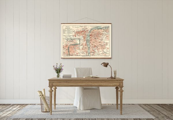 Map of Prague Roll Down Vintage Canvas Decorative Scroll Wall Decor Map of Czech Republic Cheap