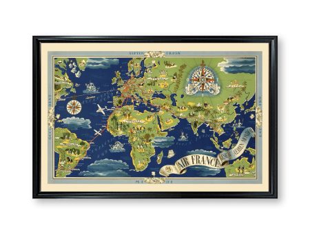 Air France Map Poster Print Vintage Wall Decor Antique European City Map Online