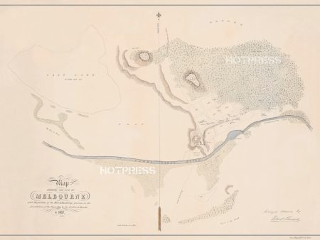 1837 Map Shewing the Site of Melbourne - Tinted For Sale