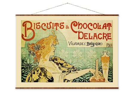 Biscuits and Chocolat Delacre Belgian Poster Art Ready to Hang Kitchen Art Decor Canvas Scroll Online Hot Sale