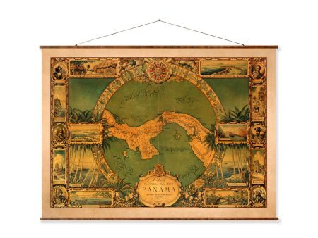 Map of Panama Roll Down Vintage Canvas Decorative Scroll Map Discount