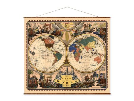 Vintage Old World Map on Canvas Decorative Wall Scroll Colorful Map Wall Decor Hot on Sale