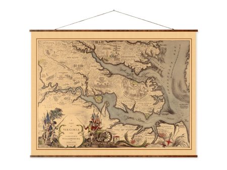 VIrginia Map Vintage City Map on Ready to Hang Canvas Decorative Wall Scroll Map Online Sale