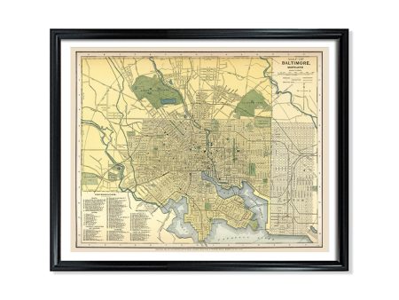 Baltimore City Map Vintage Poster Print on Matte Paper Decorative Antique Wall City Map of Maryland Hot on Sale