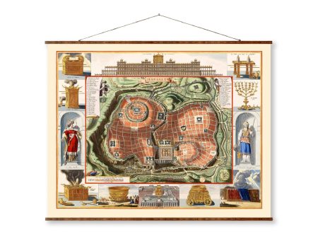 Vintage Map of Jerusalem on Ready to Hang Roll Down Canvas Decorative Antique Wall Decor Map Scroll Discount