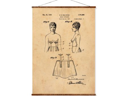 Breast Supporter Patent Vintage Illustrations Ready to Hang Roll Down Industrial Decorative Steampunk Canvas Scroll Online now