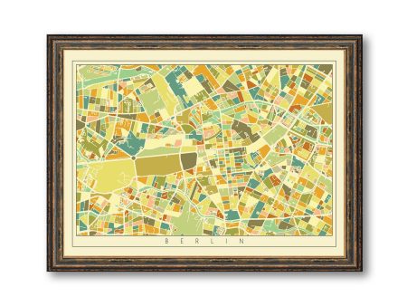 Berlin City Mosaic Art Map Print Vintage Colored Map Modern Home Wall Decor Hot on Sale