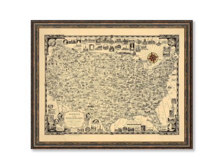 America the Wonderland Map Poster Print Vintage Home Wall Decor Sale