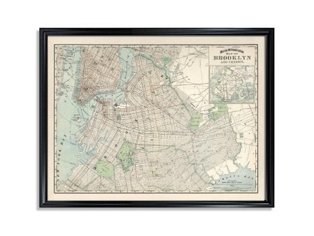 Brooklyn 1891 Map of New York Decorative Wall Decor Poster Print on Matte Paper of New York Hot on Sale